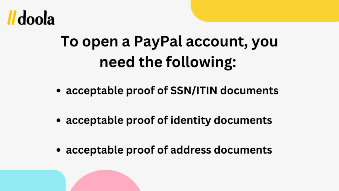 PayPal account documents