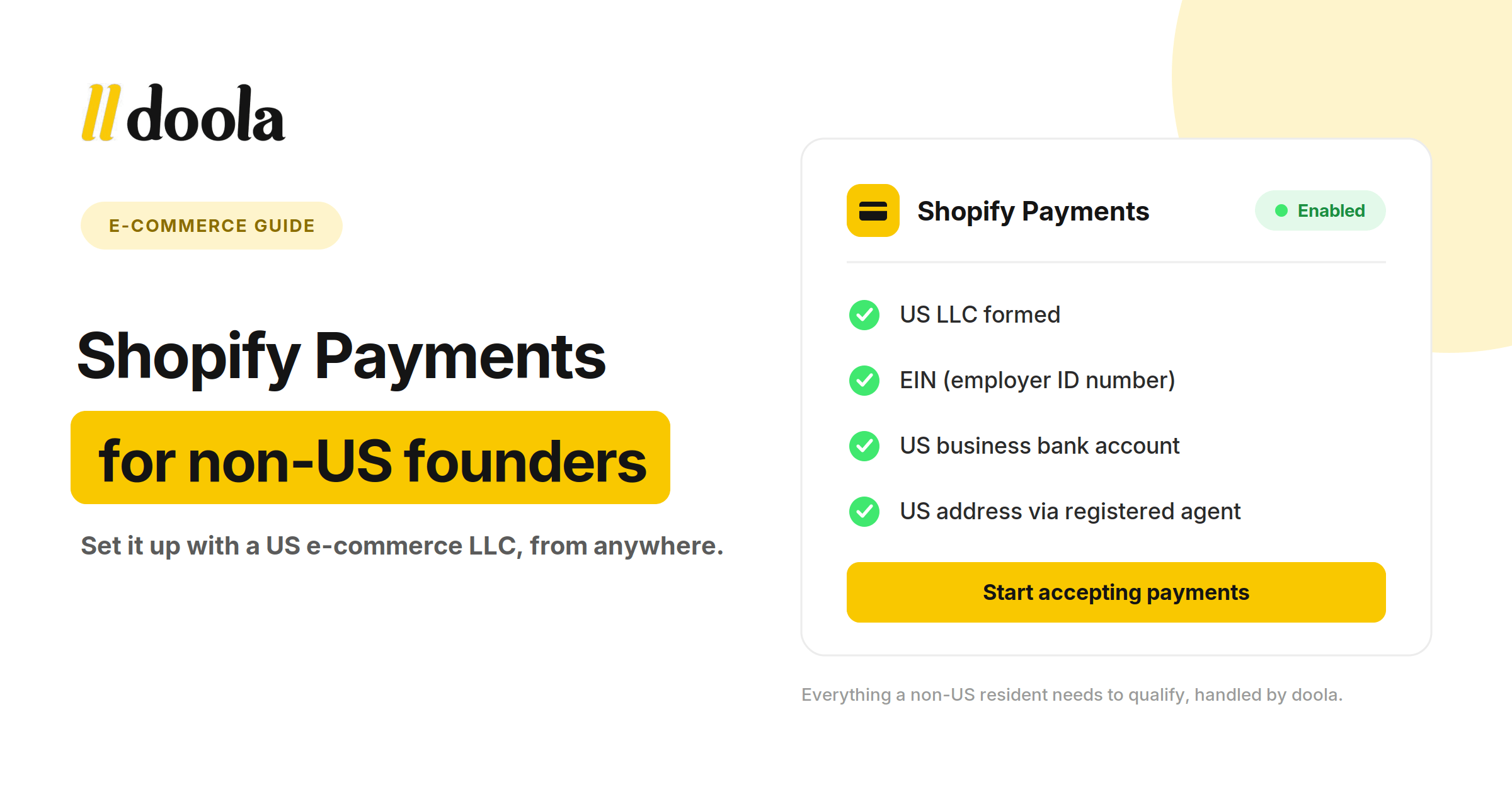 How to Use Shopify Payments as a Non-US Resident With an E-Commerce LLC?