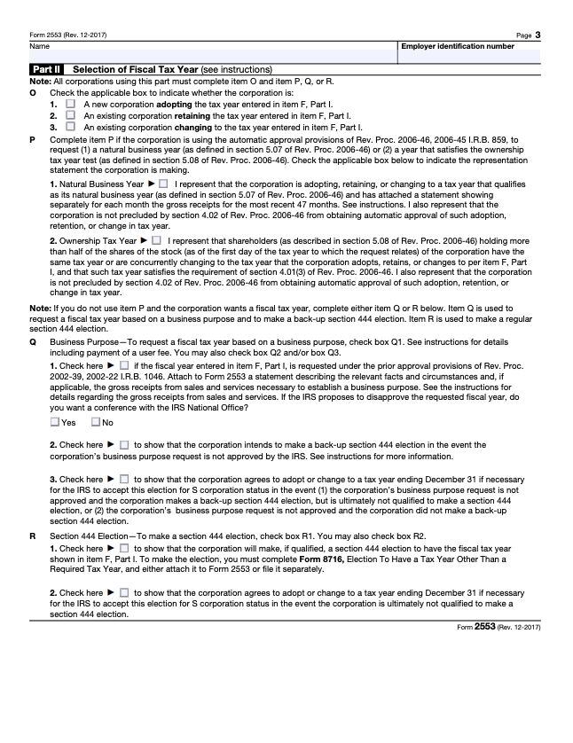 What is IRS form 2553: Part II