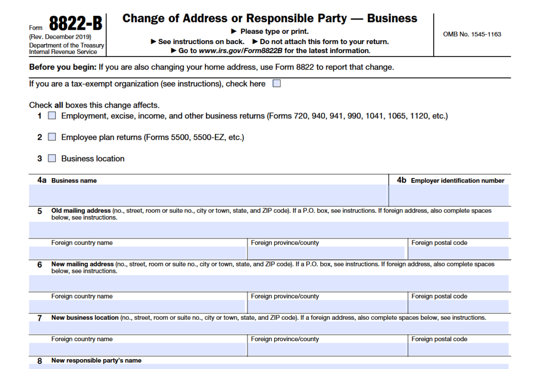 What Is Form 8822-B?