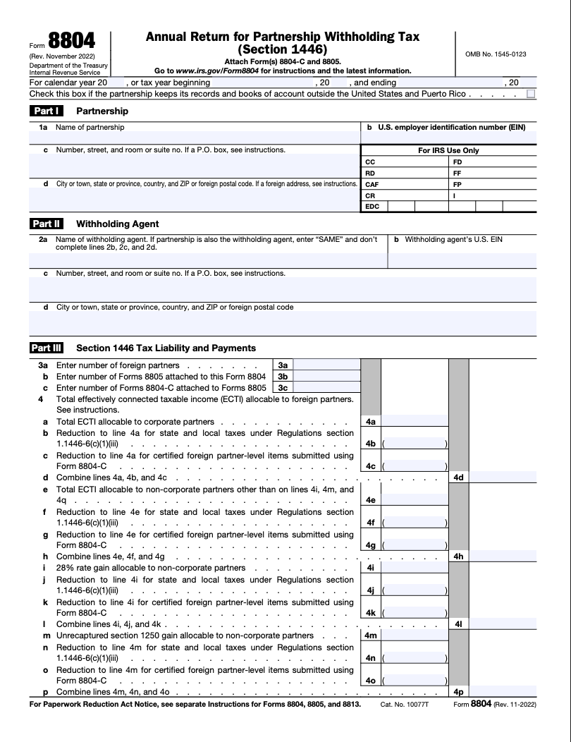 What is Form 8804 