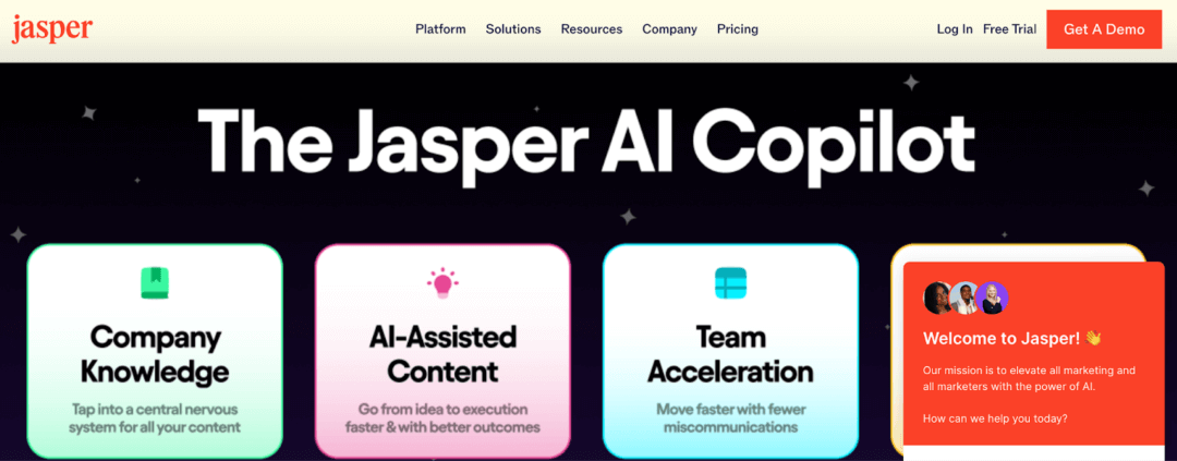 AI Assistants for Startup Founders: Jasper. AI’s home page
