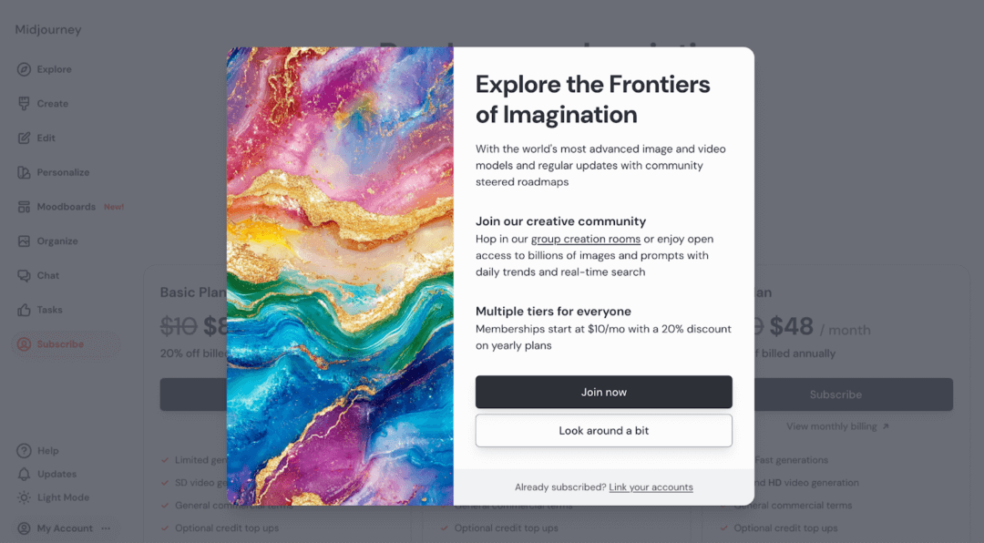 Midjourney’s home page: Top 5 AI Tools Every Startup Founder Need
