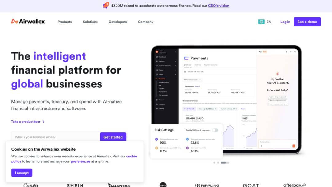 best bank account for small businesses - Airwallex